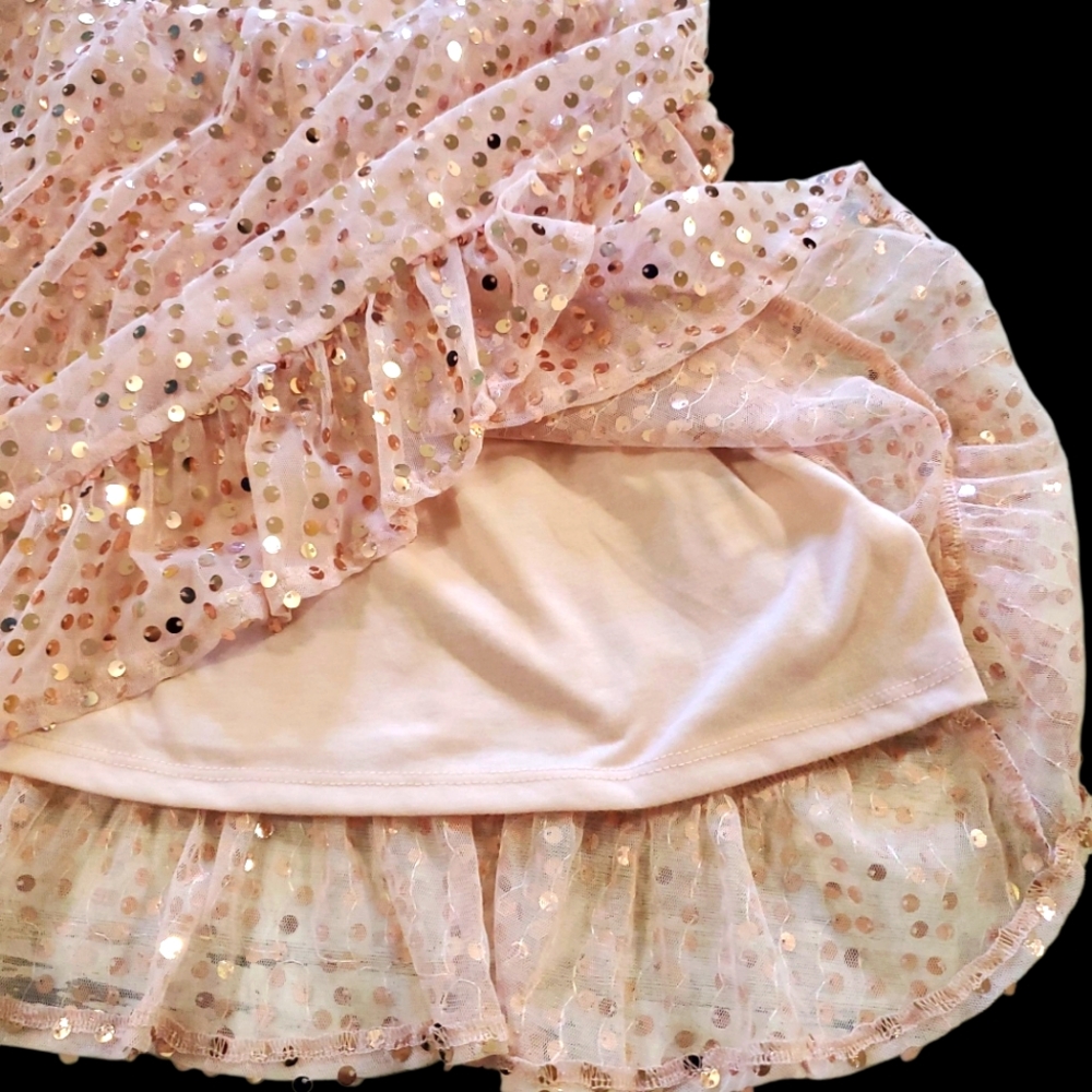 LC Lauren Conrad Pastel Pink Sequin Ruffle Faux Wrap Mini Skirt Lined Size S - Picture 4 of 6